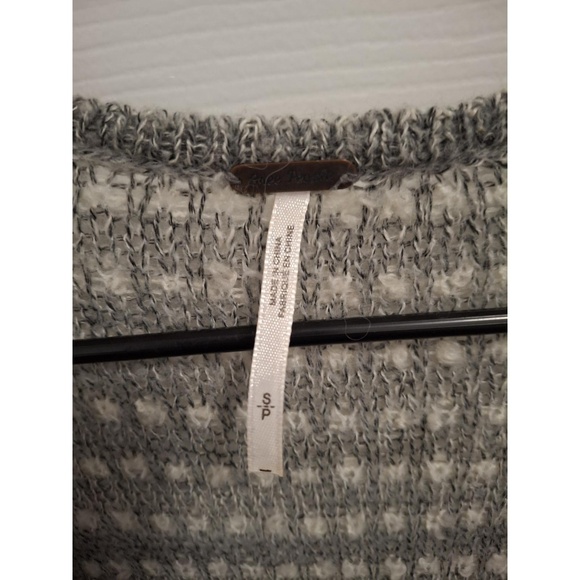 Free People Small Gray Striped Long Flare Ruffle Accent Bohemian Duster Cardigan - Picture 7 of 8